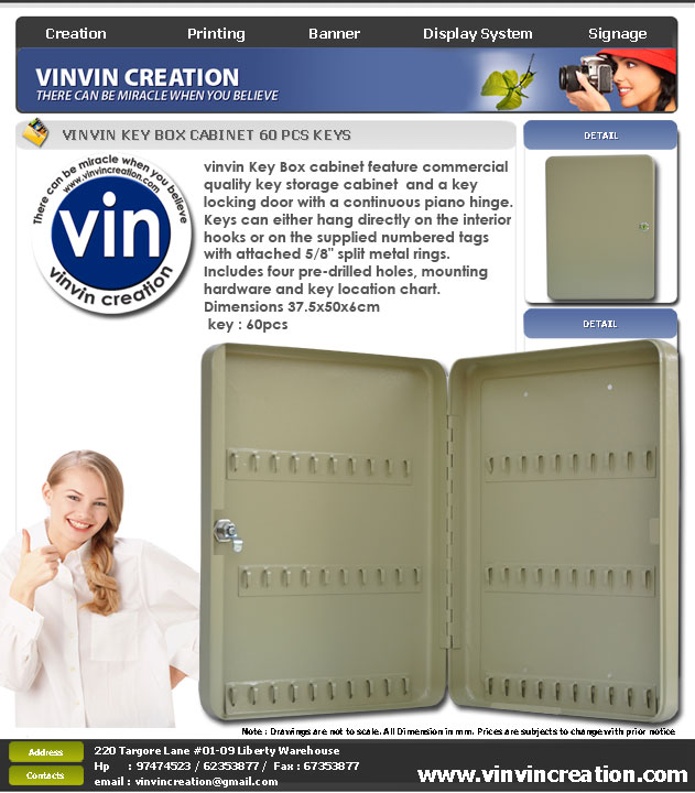 vinvin Key Box Cabinet 60 keys