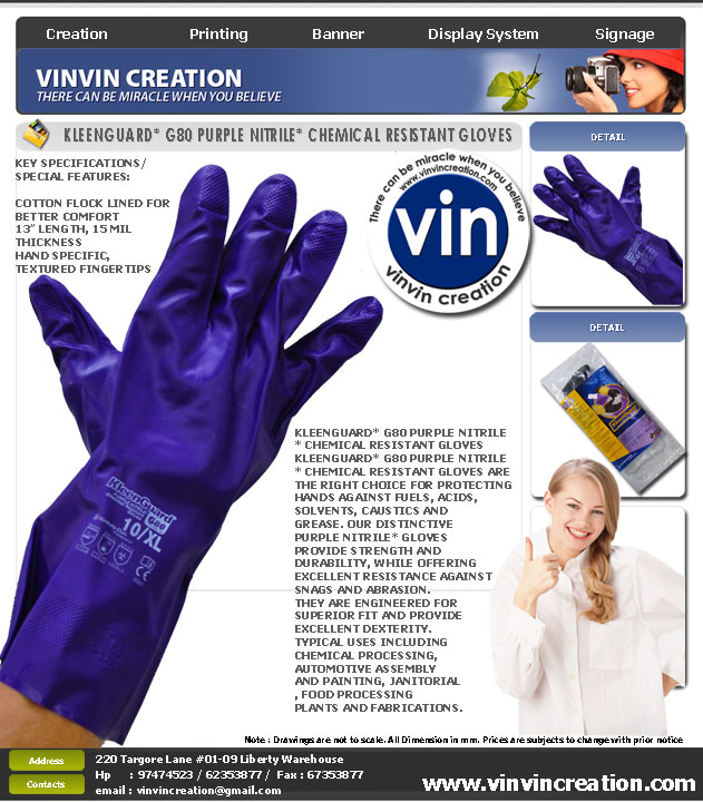 KLEENGUARD* G80 PURPLE NITRILE * Chemical Resistant Gloves