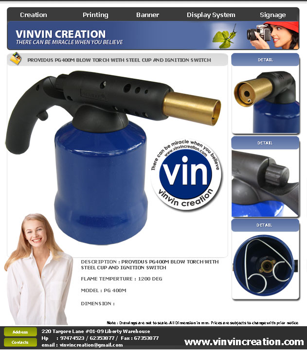 Providus PG400M Blow Torch with Steel Cup and Ignition Switch