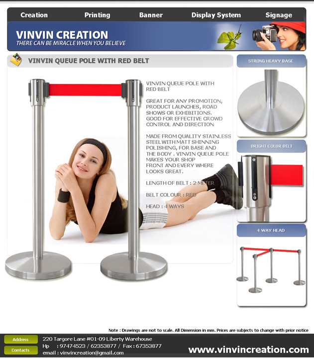 vinvin Queue Pole with Red Belt